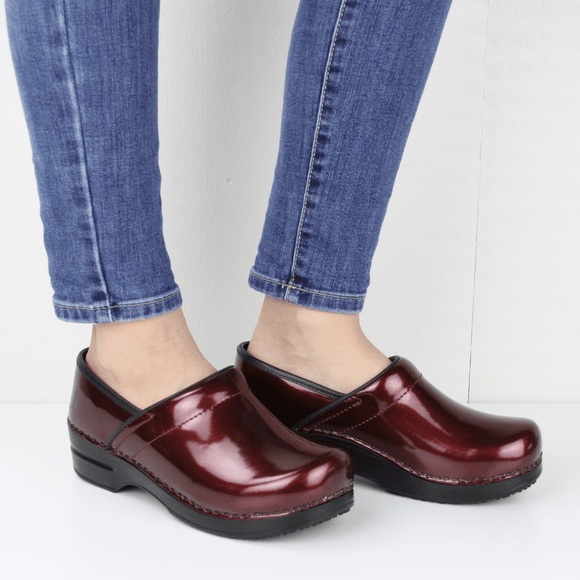 Sanita Shoes - SANITA Bordeaux Sabel Slip-Resistant Red Metallic Comfort Clogs Women's Size 38